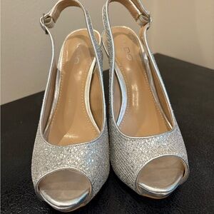 ALDO Women's Silver Peep-Toe Heels
